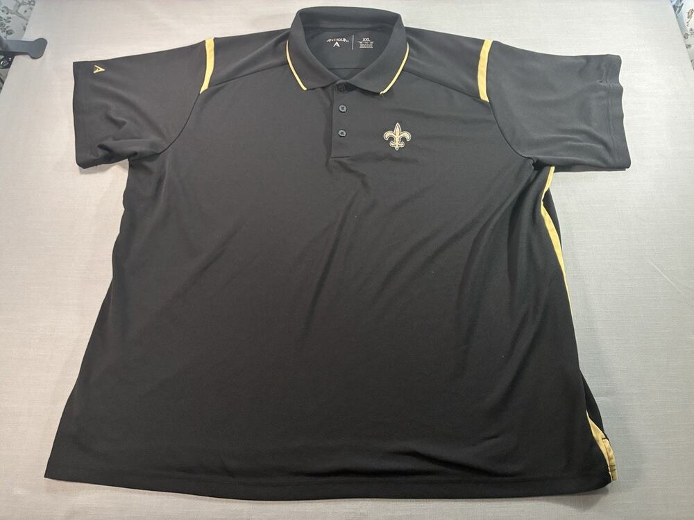 New Orleans Saints Antigua Polo Shirt Men's XXL Black Gold NFL Logo